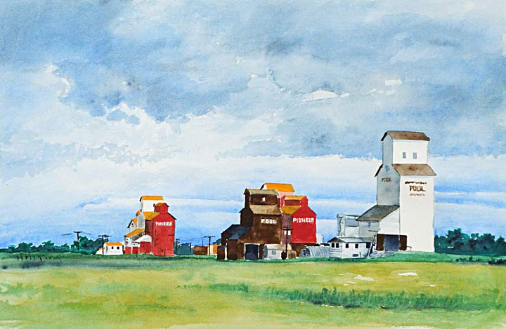 Grain Elevators Painting