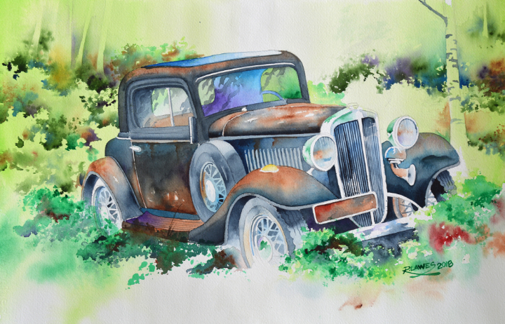 Waiting in the Bushes Watercolour